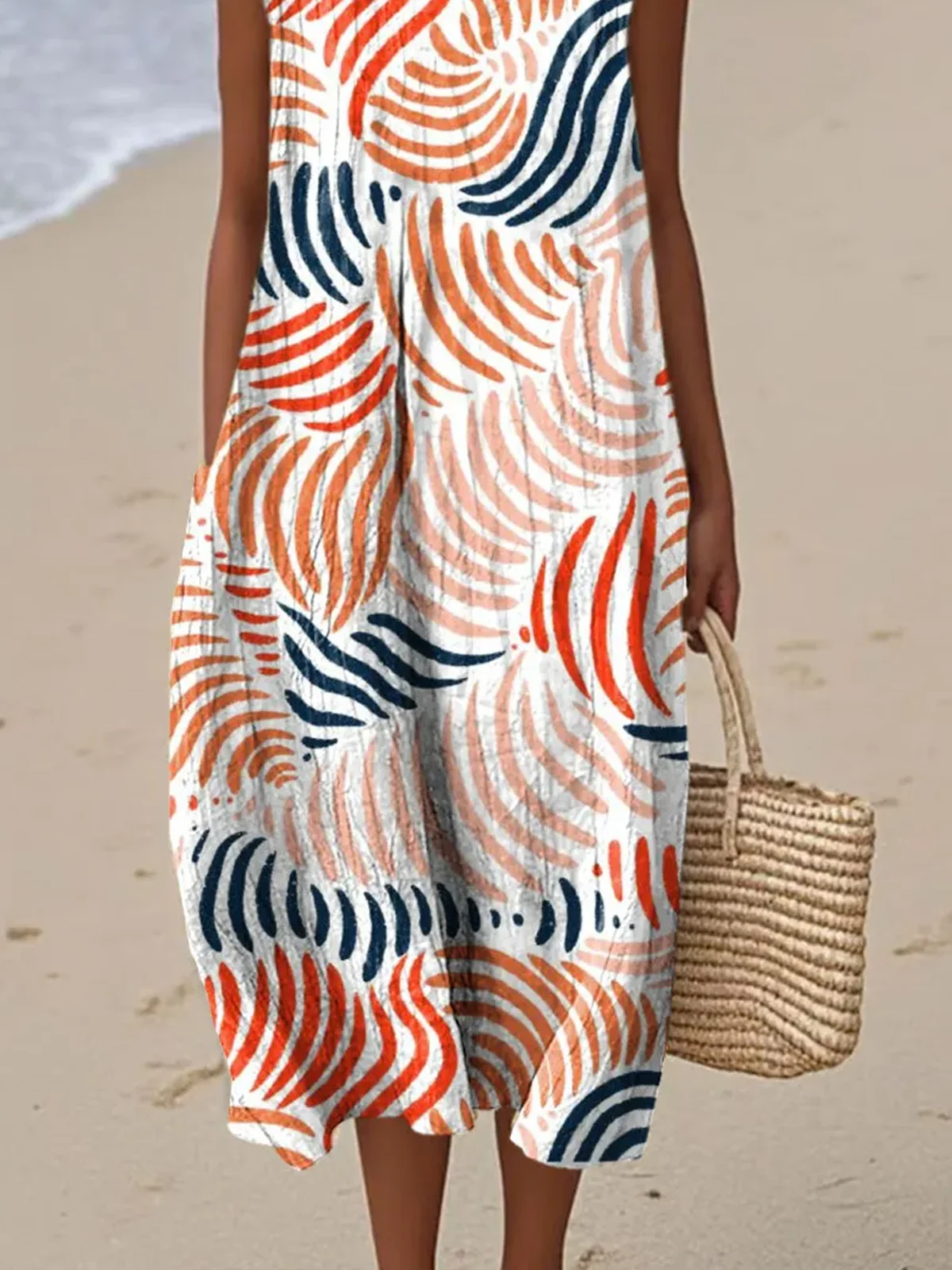 Regular Fit Crew Neck Casual Dress With No