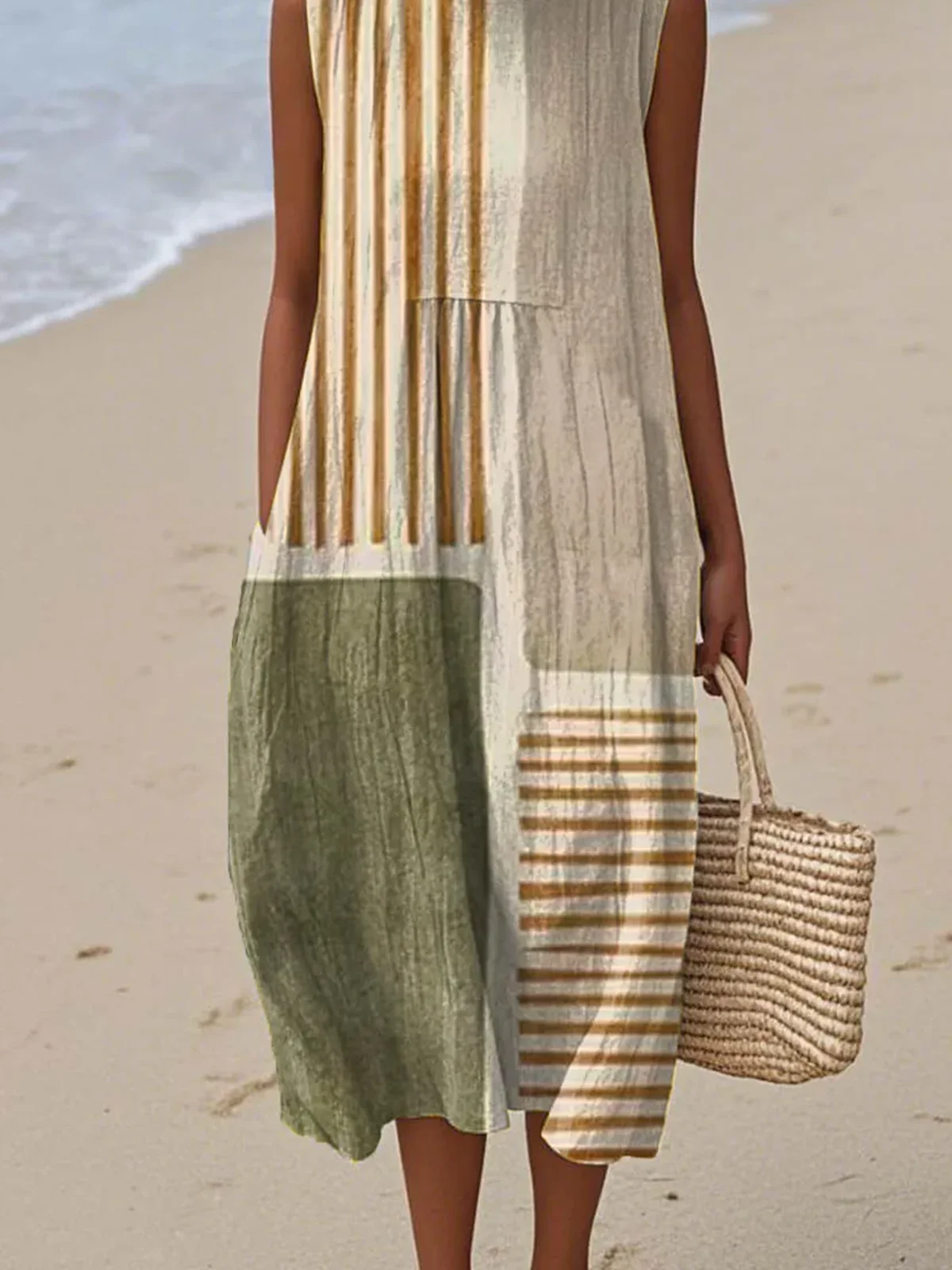 Striped Casual Dress With No