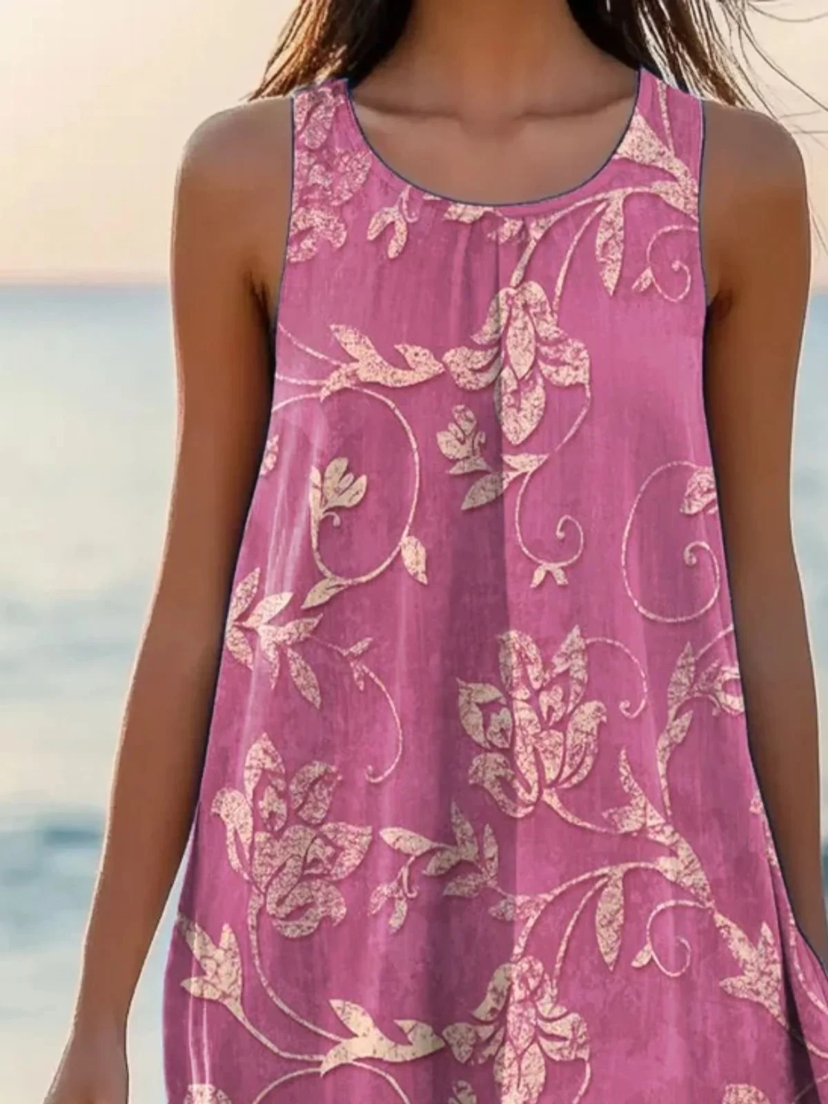 Plants Regular Fit Cotton Simple Dress With No