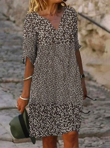 Women's Floral Print V-Neck Dress