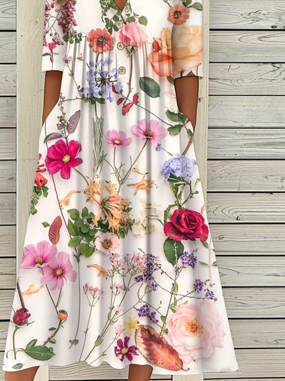 Casual Half Open Collar Dress With No