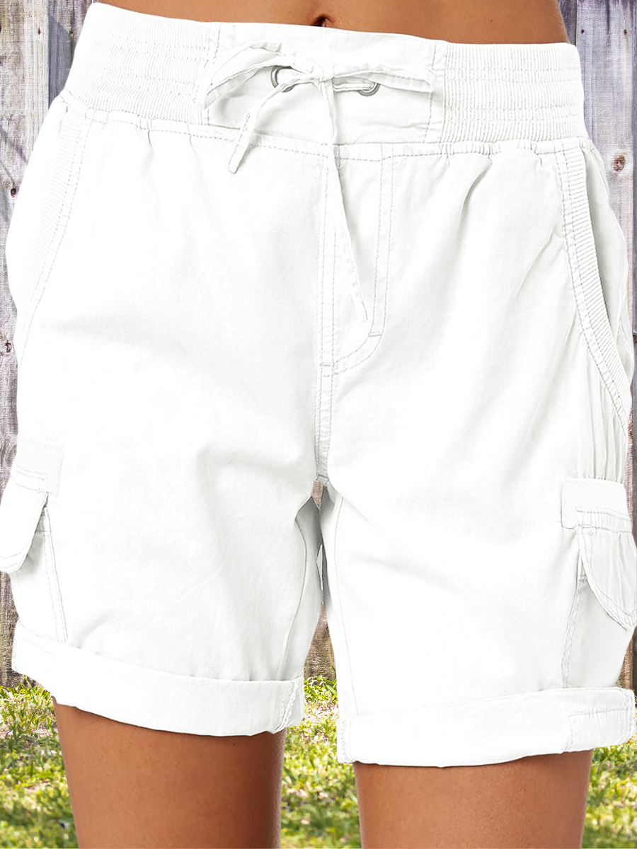High Waist Women's Overalls Casual Pants Cotton And Linen Shorts Thin A-line Loose Wide-leg Shorts
