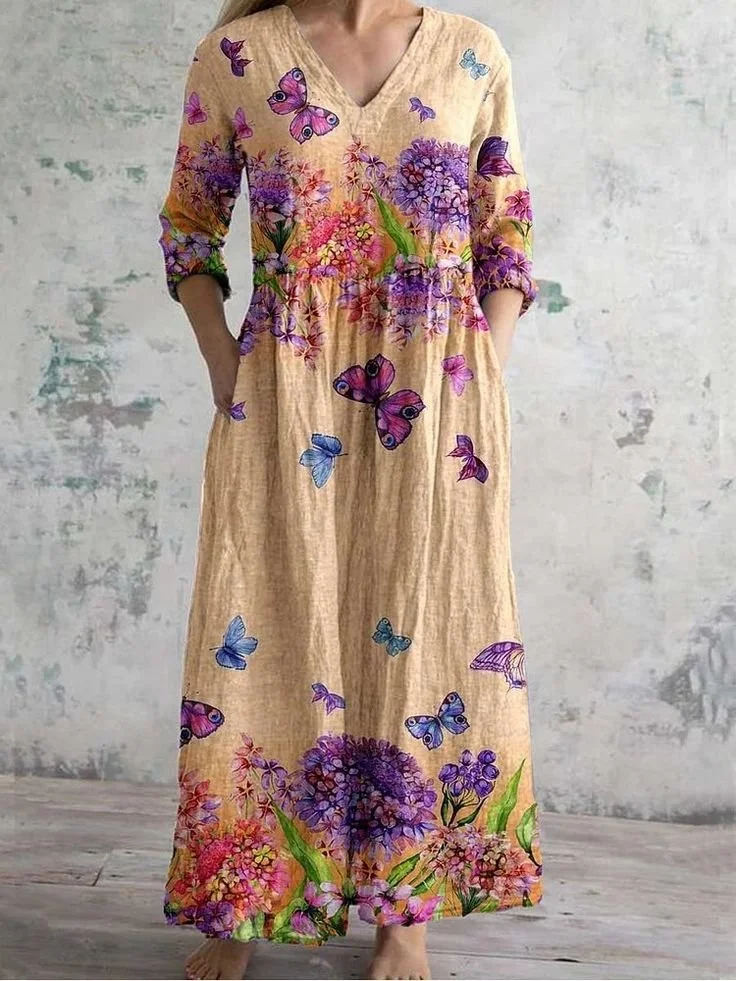 V Neck Regular Fit Casual Jersey Dress
