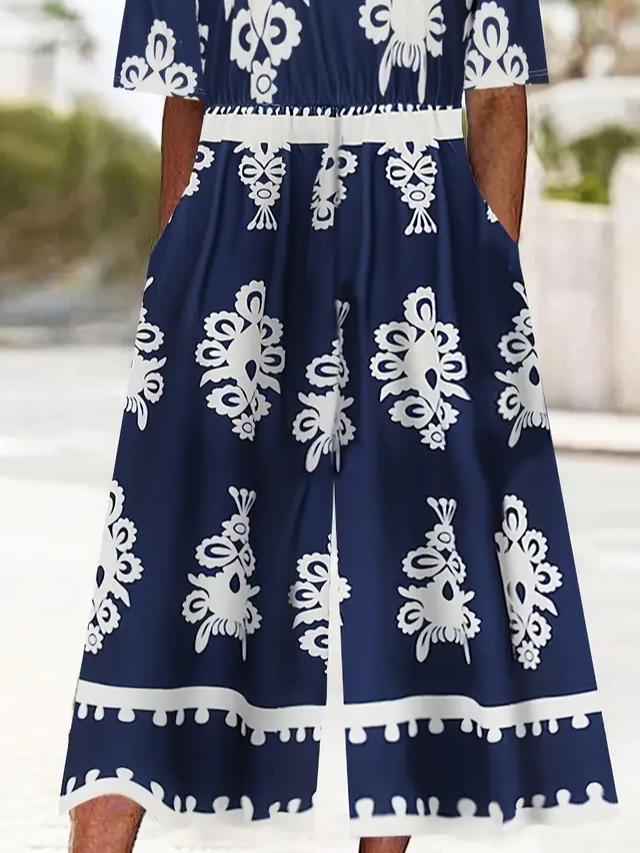 Women's H-Line V Neck Daily Going Out Casual Printing Floral Summer Ankle Pants Jumpsuit Romper
