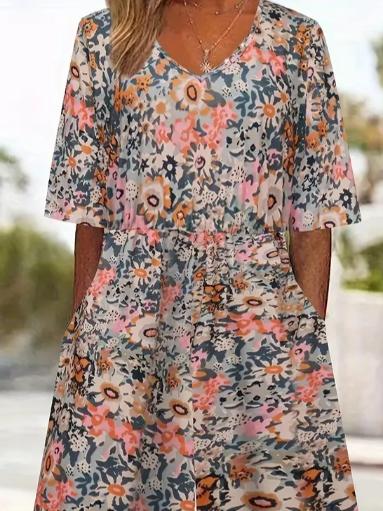 Women's H-Line V Neck Daily Going Out Casual Printing Floral Summer Ankle Pants Jumpsuit Romper