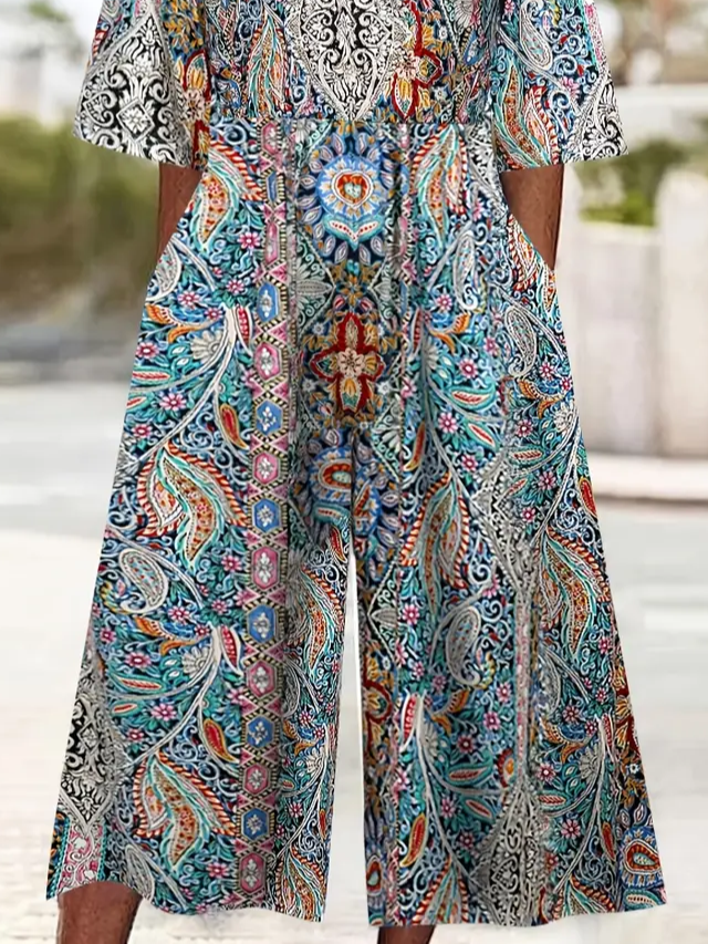 Women's H-Line V Neck Daily Going Out Casual Printing Floral Summer Ankle Pants Jumpsuit Romper