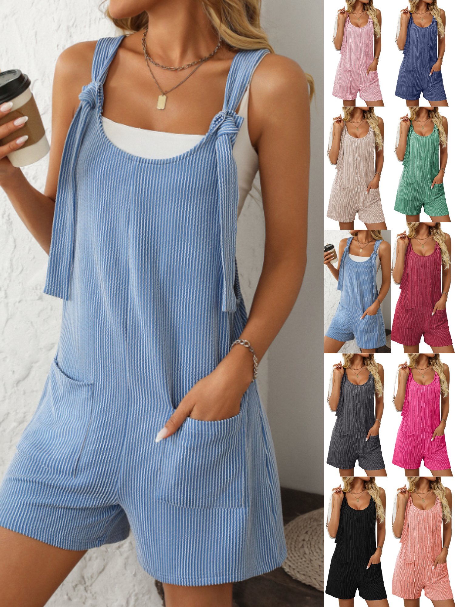 Women's H-Line Overall Crew Neck Daily Going Out Casual Pocket Stitching Geometric Summer Fifth Pants Jumpsuit Romper