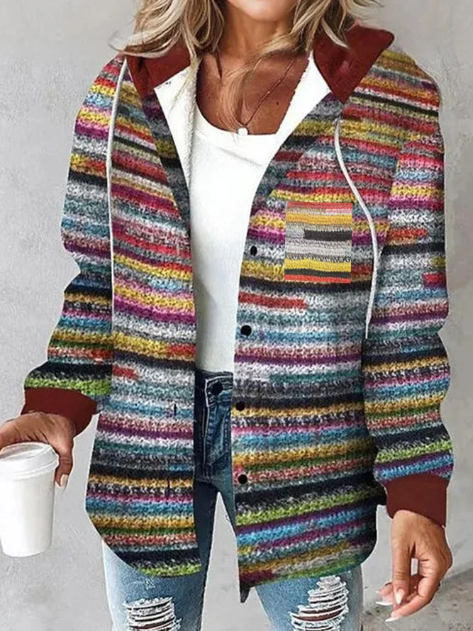 Women Plaid Casual Long Sleeve Regular Jacket