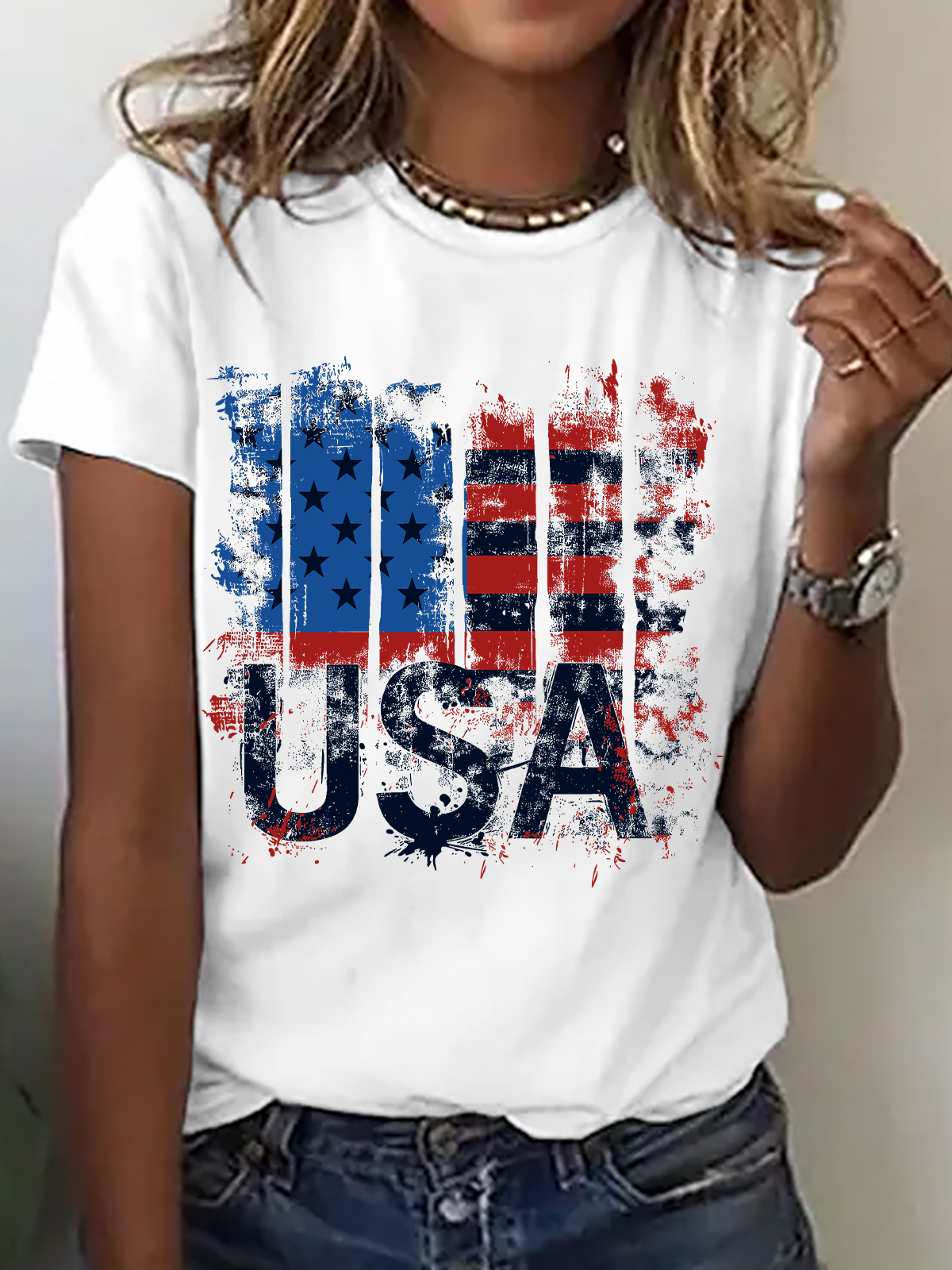 American Flag USA Cotton T-Shirt