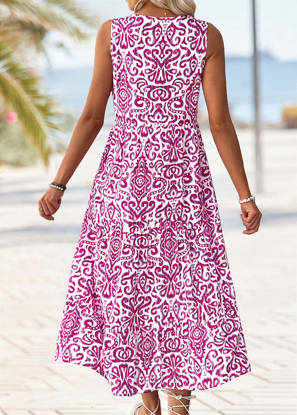 Casual Loose Notched Buckle Dress