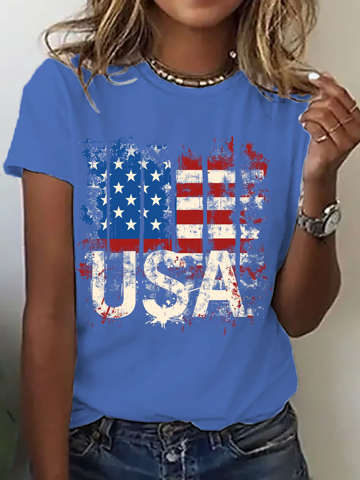 American Flag USA Cotton T-Shirt