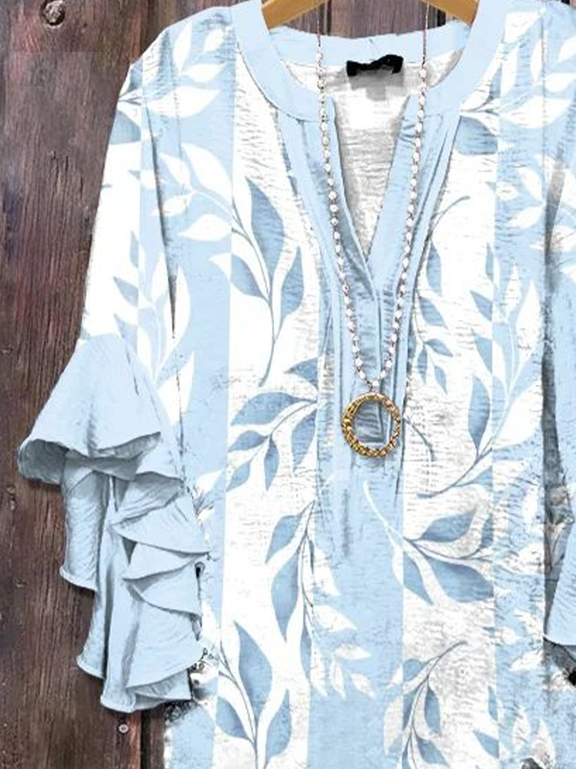 Women's Floral Ruffle Sleeve Top