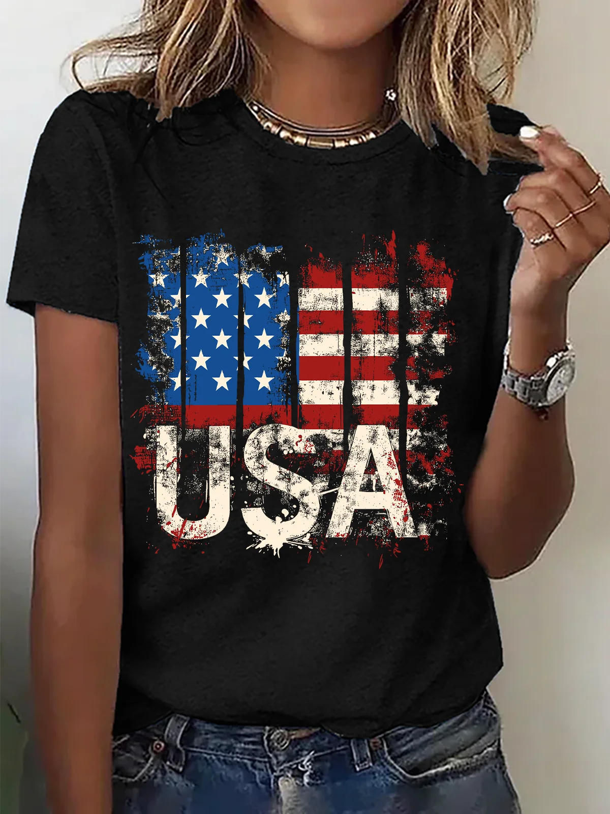 American Flag USA Cotton T-Shirt