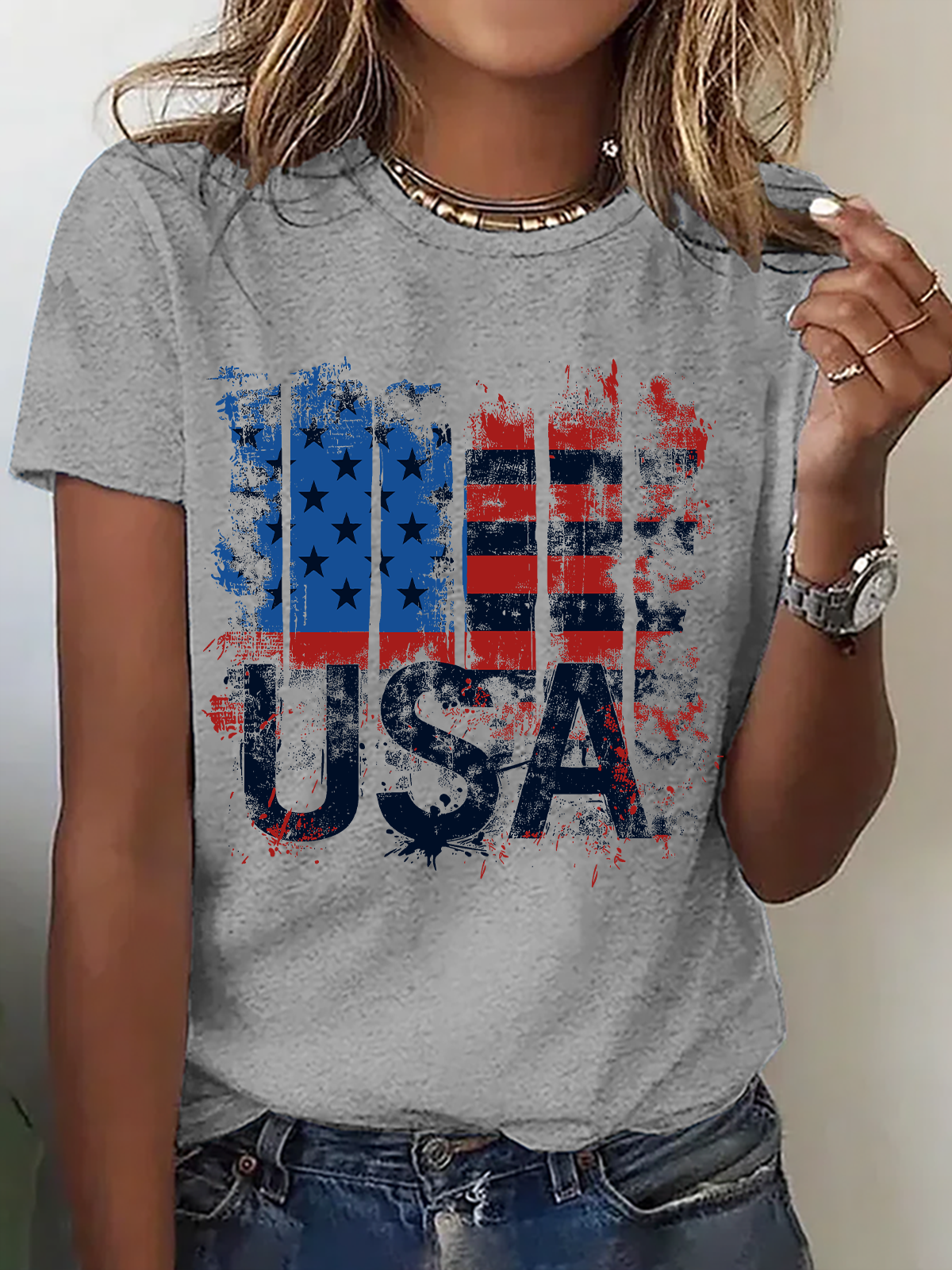 American Flag USA Cotton T-Shirt