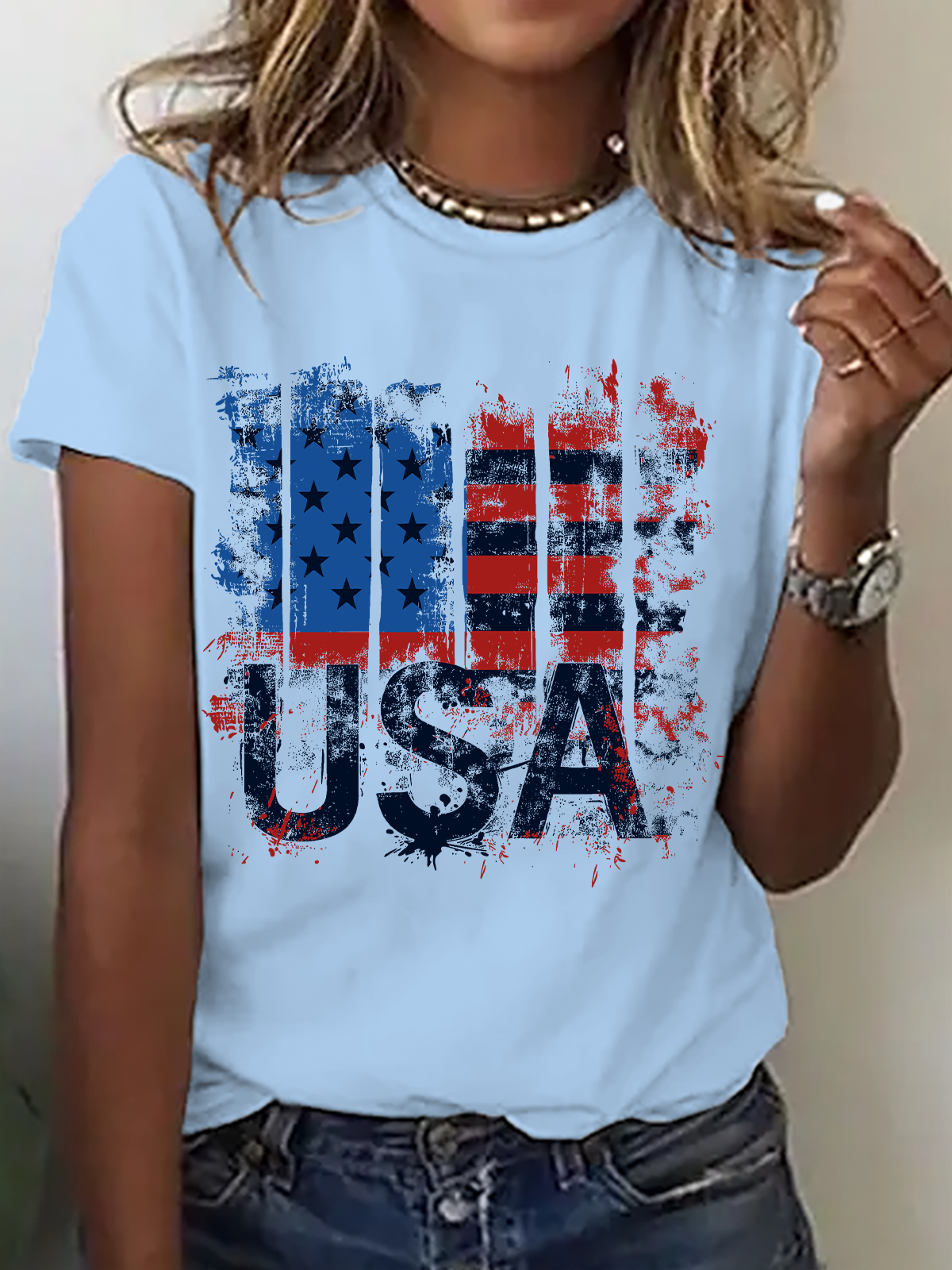 American Flag USA Cotton T-Shirt
