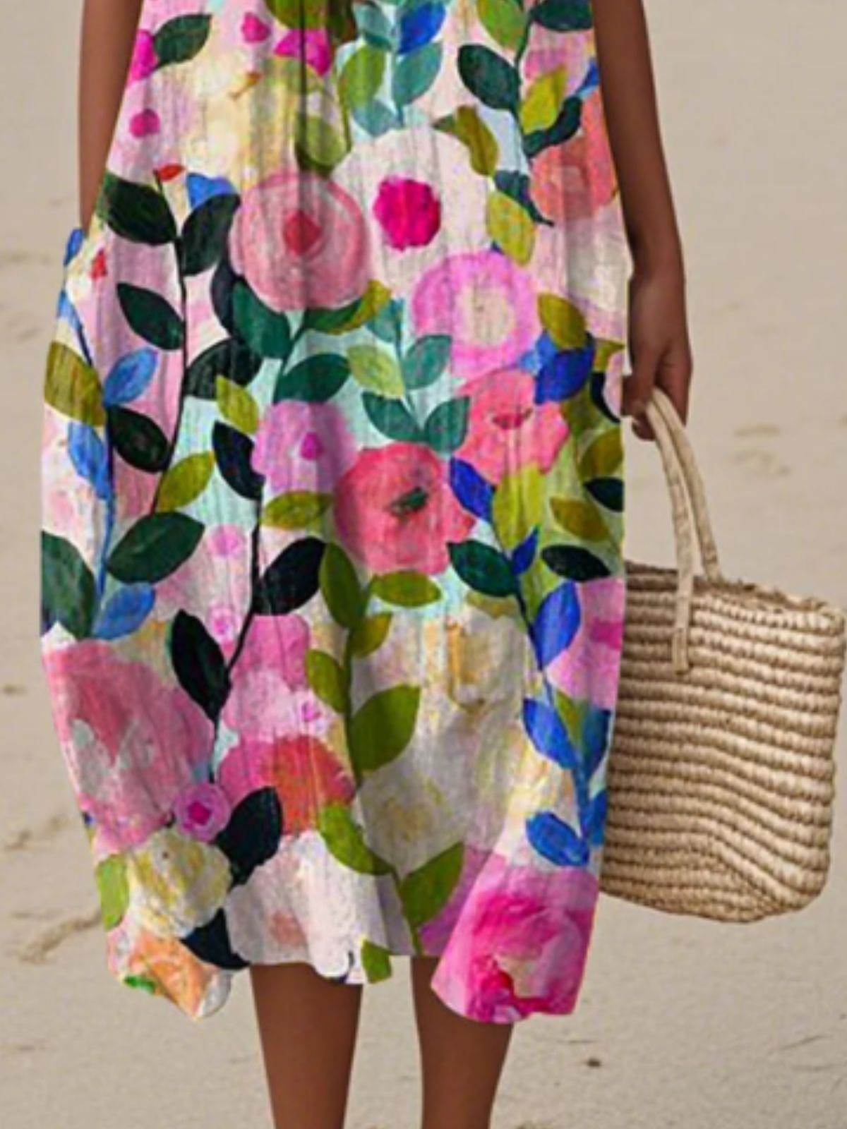 Vacation Cotton Dress With No