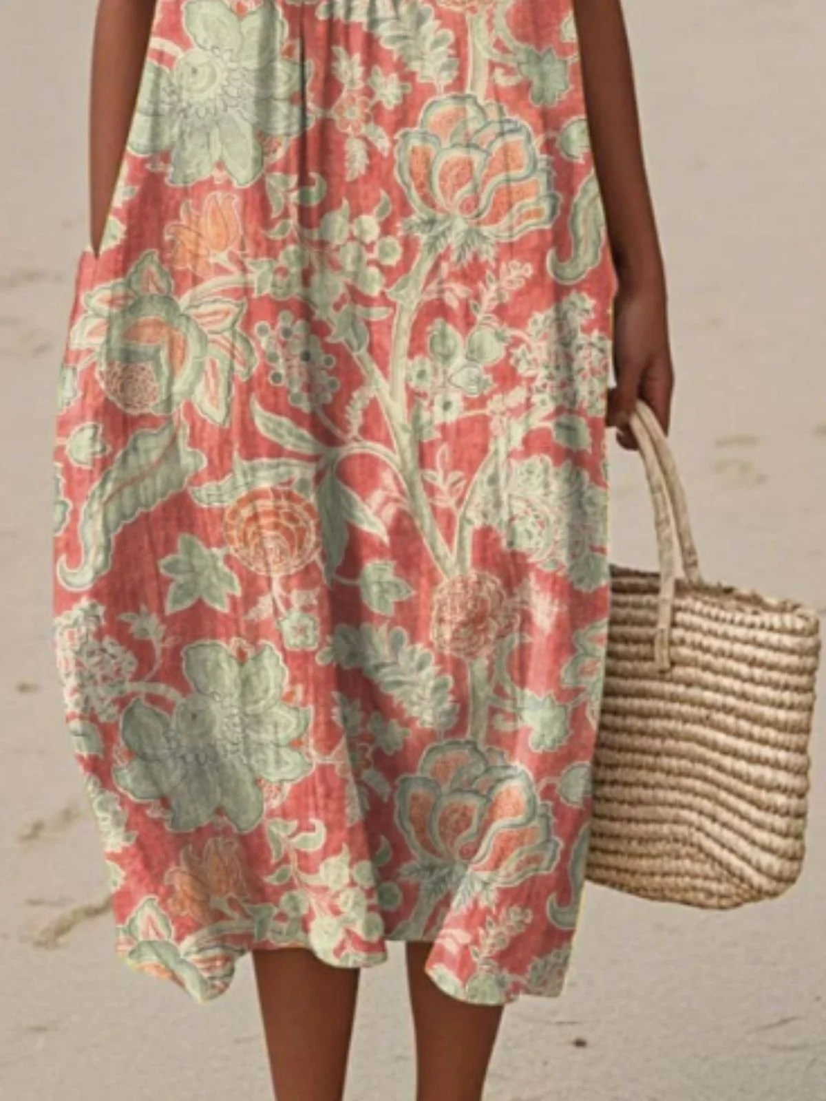 Regular Fit Floral Simple Dress With No