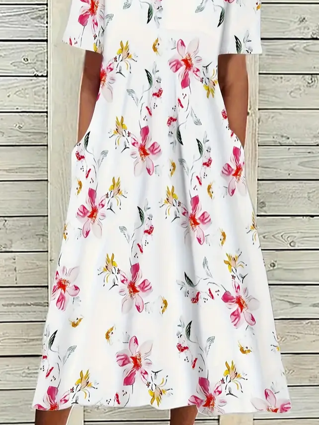 Women's Floral Print Crew Neck Dress