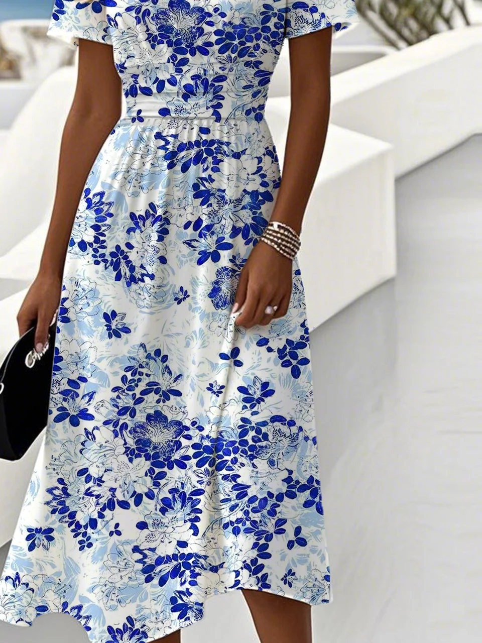 Casual Regular Fit V Neck Floral Dress
