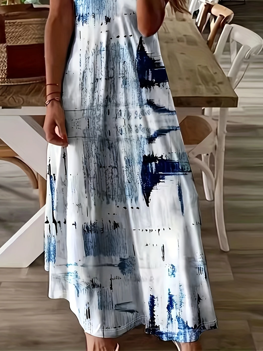 Women's Abstract Print Casual V-Neck Short Sleeve Dress