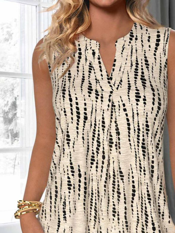 Loose V Neck Casual Striped Tank Top