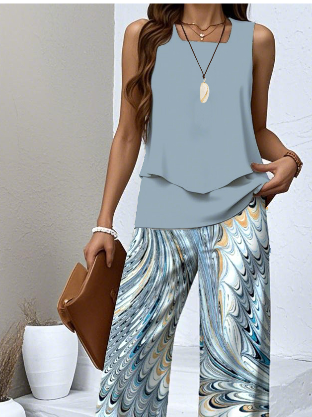 Crew Neck Regular Fit Casual Two-Piece Set