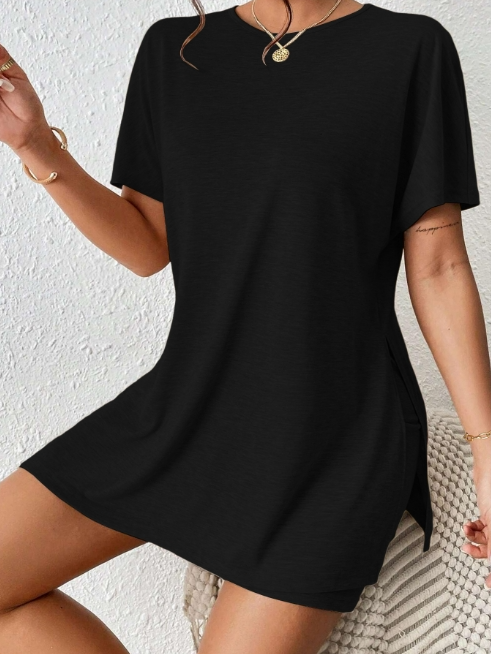 Women's Plain Daily Going Out Two-Piece Set Khaki Casual Summer Top With Pants Matching Set