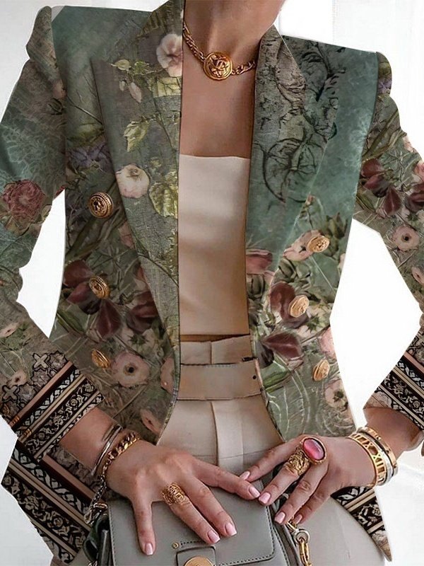 Women's Fashion Casual Printed Suits Slim Fit Printed Small Suits Street Others Blazer