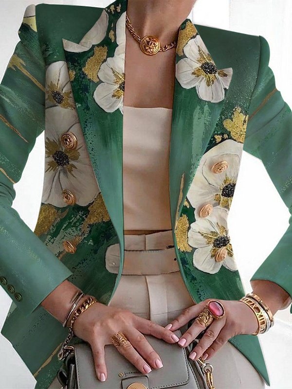 Women's Fashion Casual Printed Suits Slim Fit Printed Small Suits Street Others Blazer