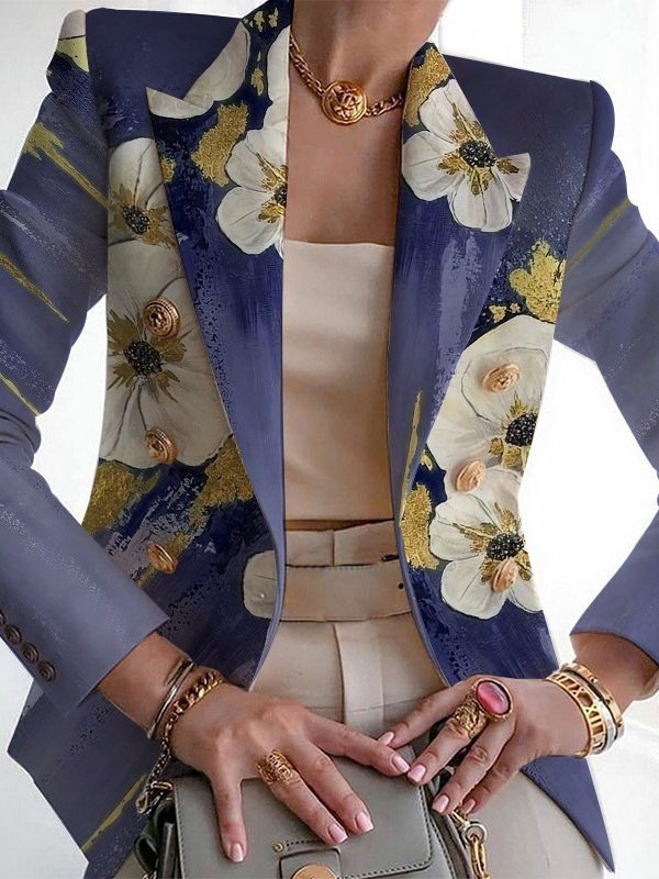 Women's Fashion Casual Printed Suits Slim Fit Printed Small Suits Street Others Blazer