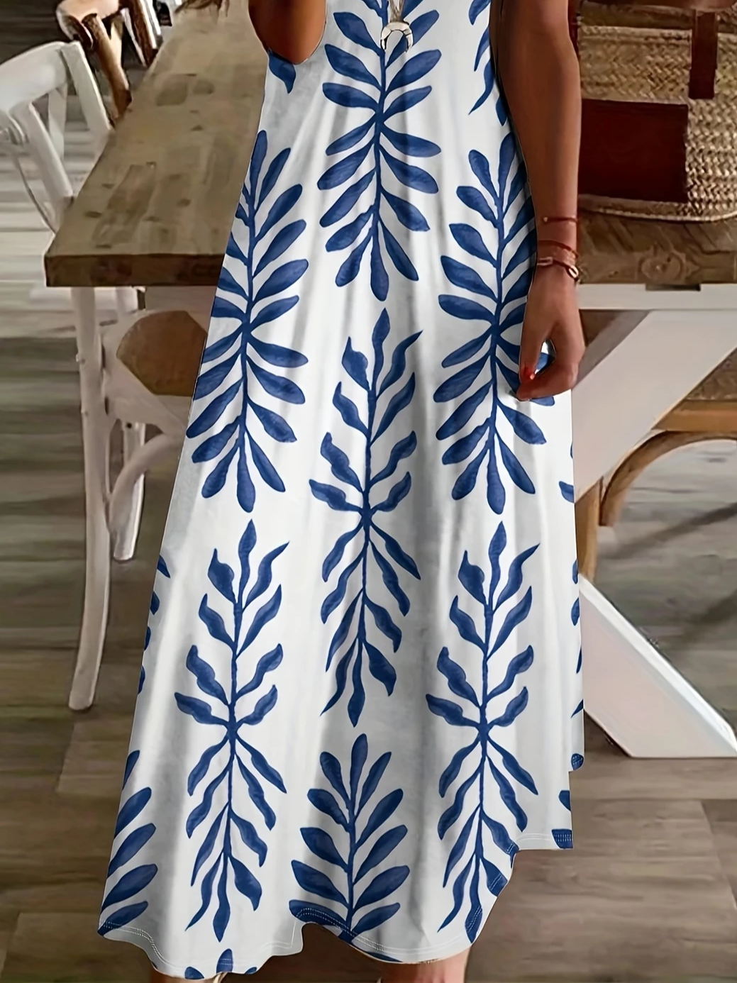 Women's Short Sleeve Summer White Floral Printing V Neck Daily Going Out Casual Maxi X-Line Dress