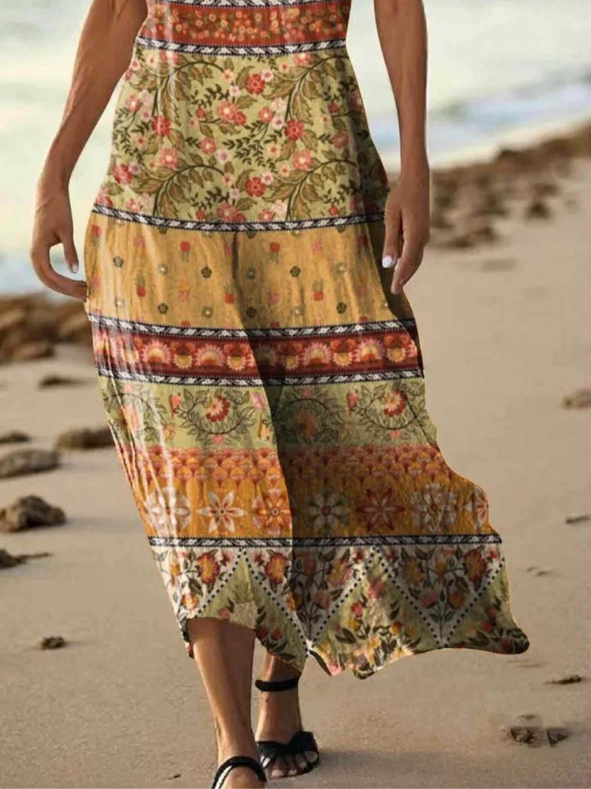 Ethnic Cotton Casual Dress With No