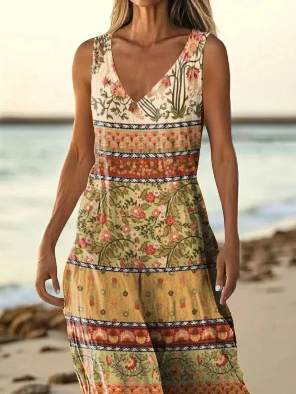 Ethnic Cotton Casual Dress With No