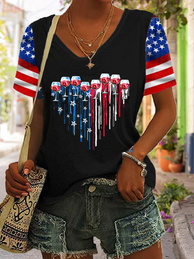 Women's Vintage Flag Print T-shirt