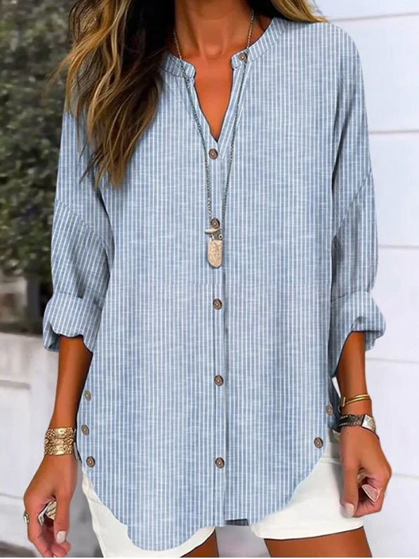Loose V Neck 3D Printing Casual Shirt