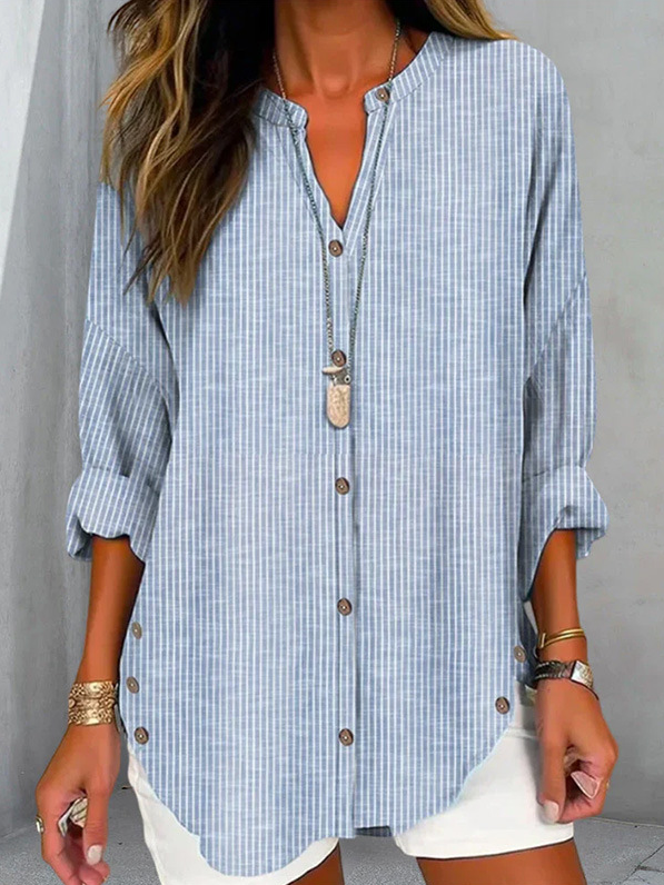 Loose V Neck 3D Printing Casual Shirt