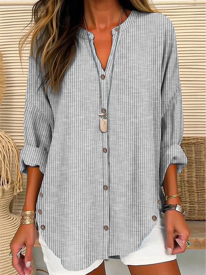 Loose V Neck 3D Printing Casual Shirt
