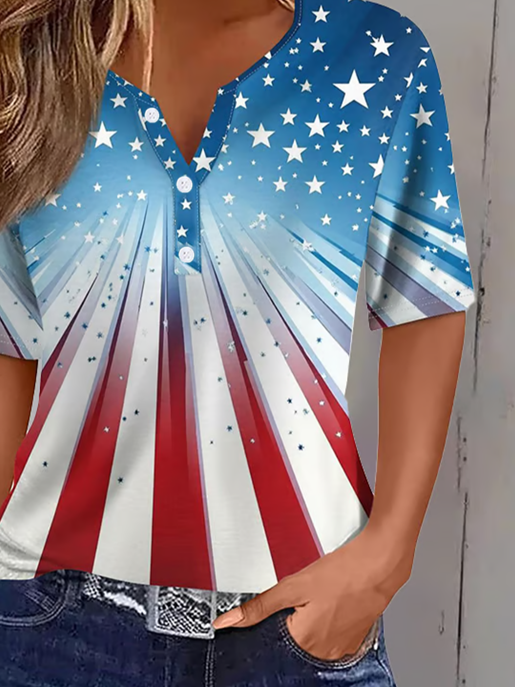 Women's Short Sleeve T-shirt Summer As Picture Independence Day (Flag) Printing Crew Neck Daily Going Out Casual Top