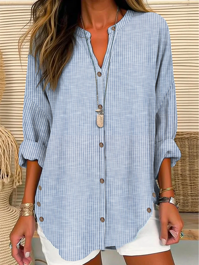 Loose V Neck 3D Printing Casual Shirt
