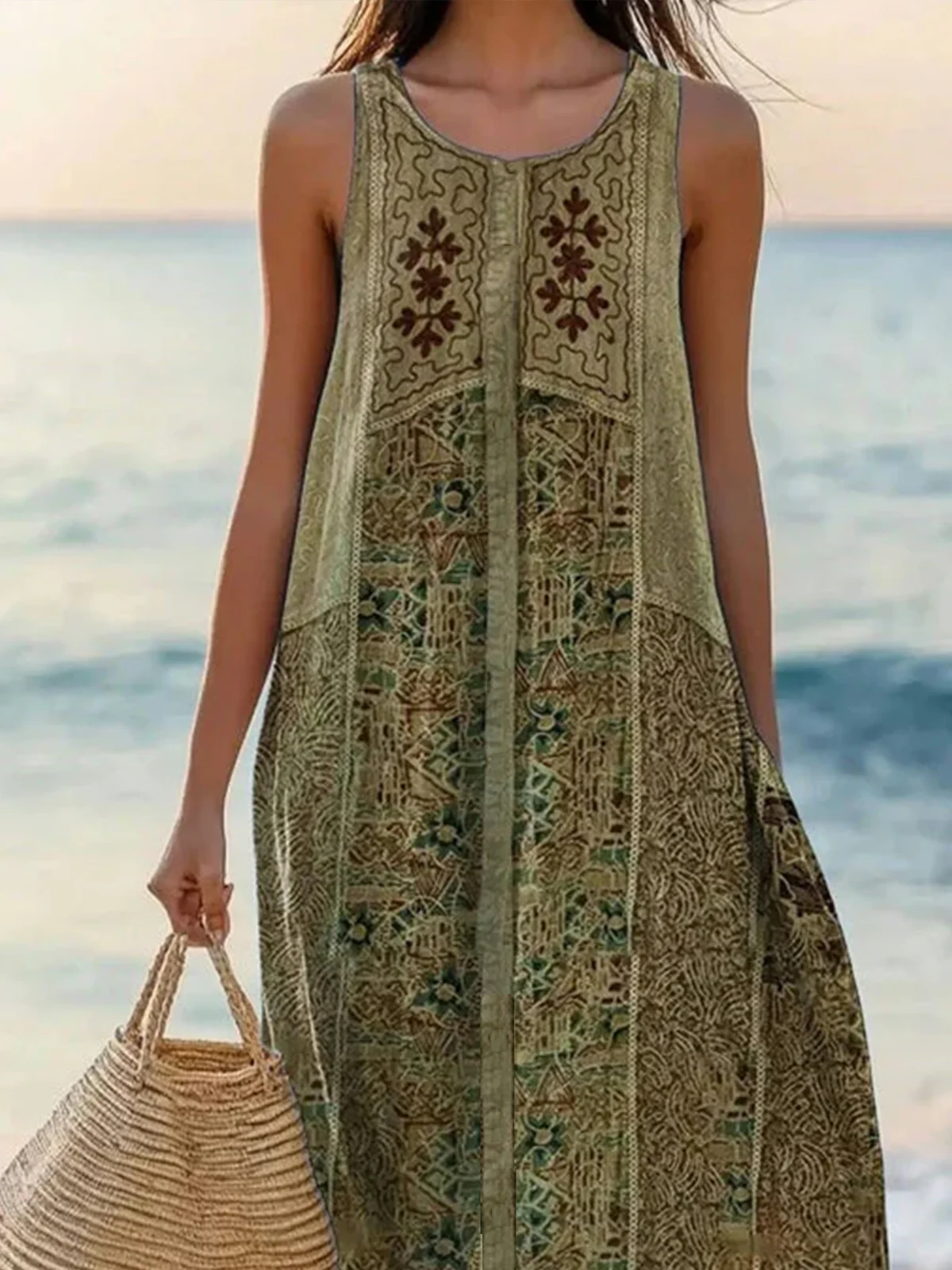 Casual Floral V Neck Dress With No