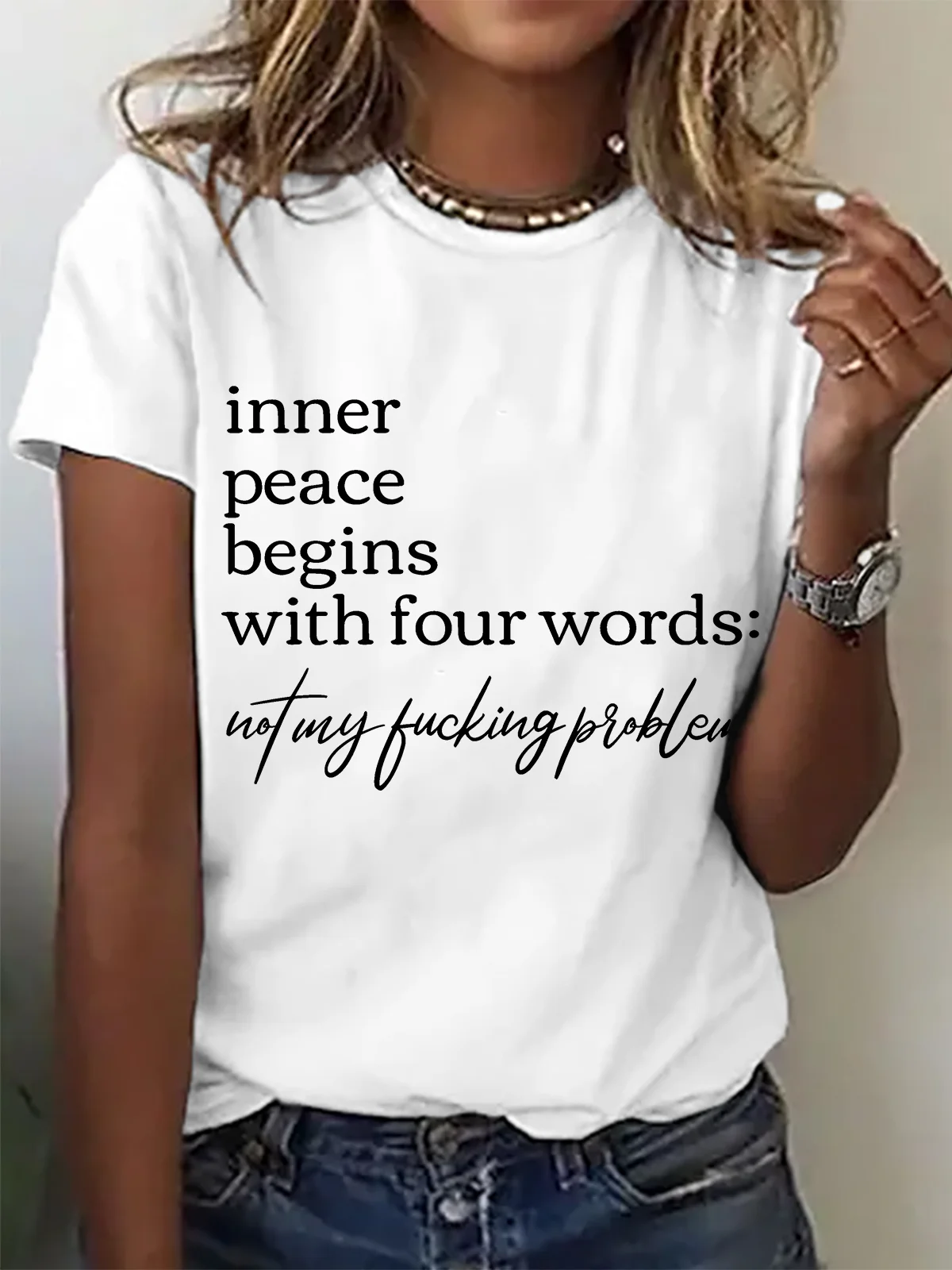 Inner Peace Begins With Four Words Cotton T-shirt