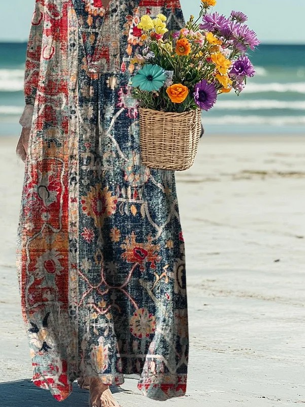 Women's Vintage Art Print Casual Dress