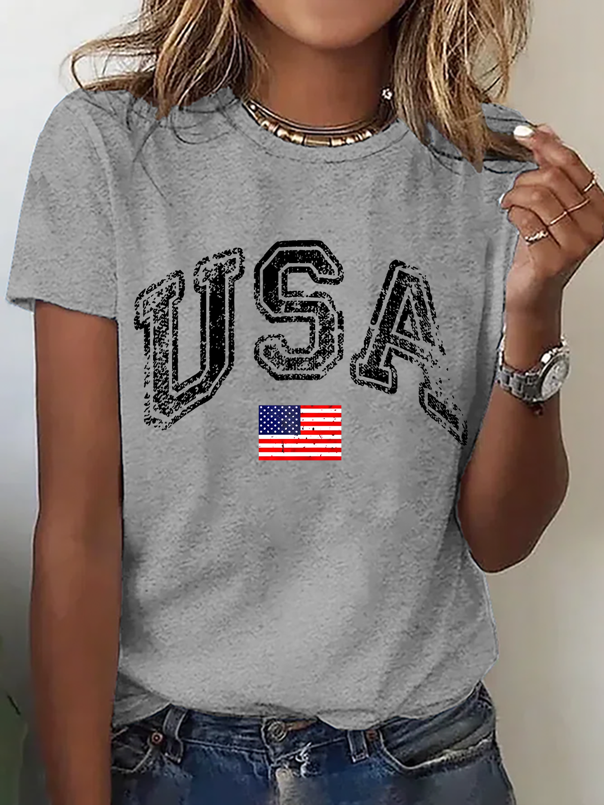 Old American Flag Cotton T-Shirt