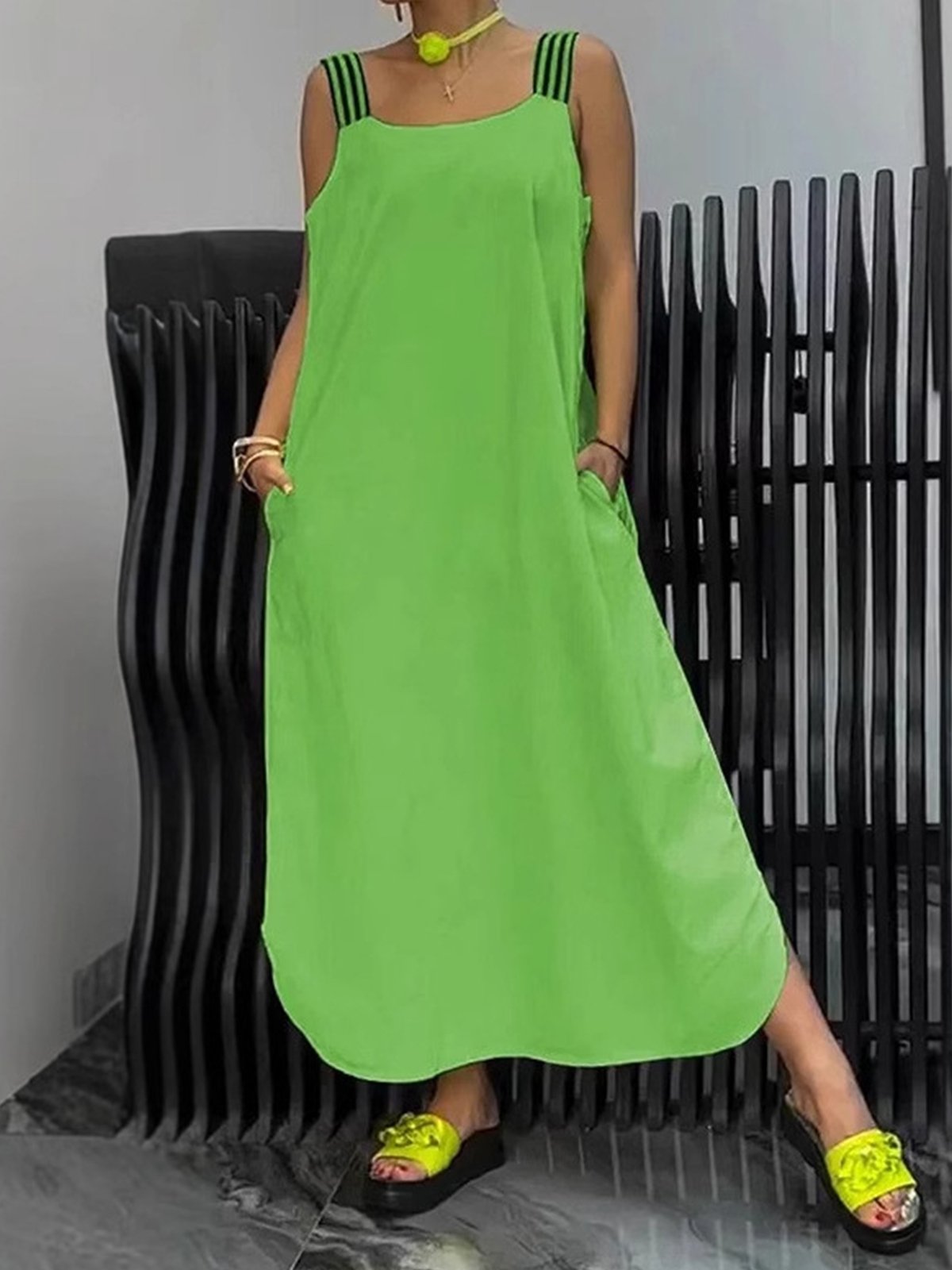 Casual Plain Spaghetti Maxi Dress