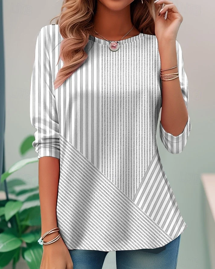 Casual round neck long sleeve T-shirt