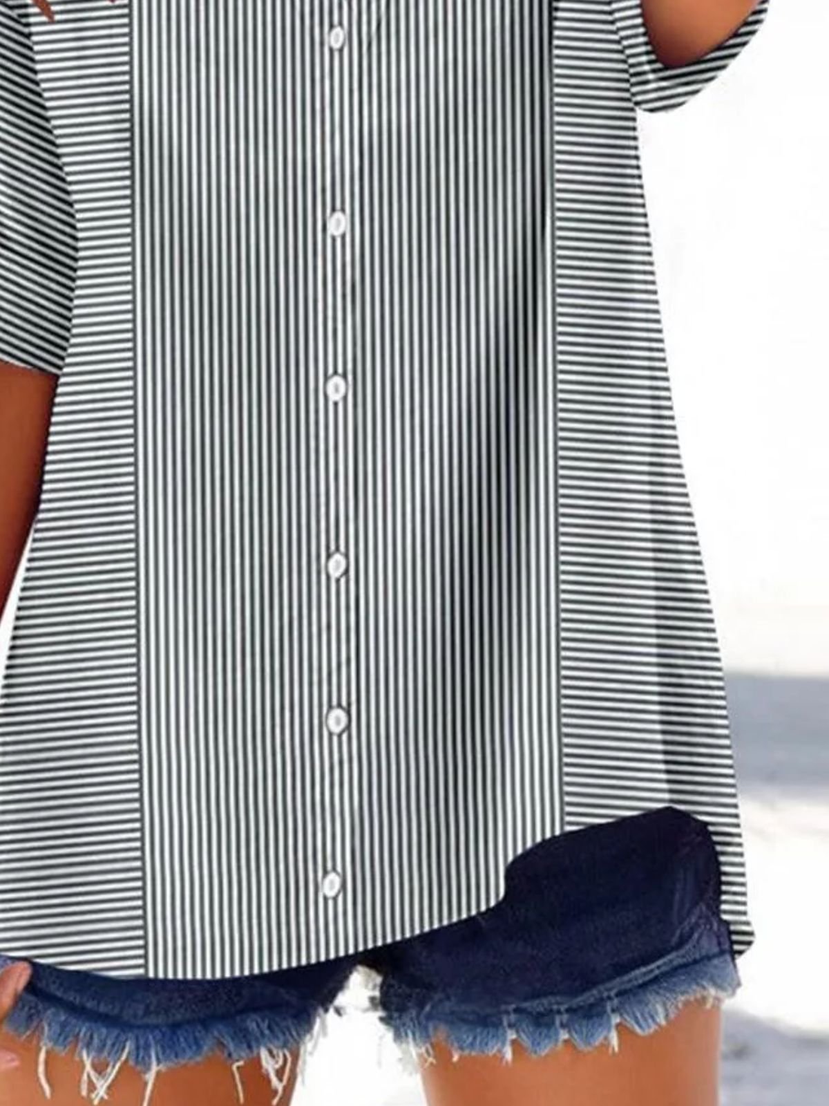 V Neck Ethnic Cotton Shirt
