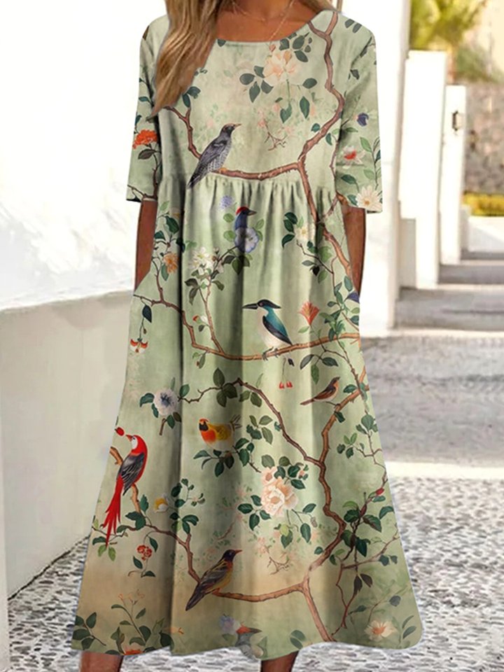 Casual Floral Dress With No