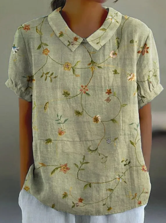 Women's Short Sleeve T-shirt Summer Color1 Geometric Printing Stand Collar Daily Going Out Casual Top
