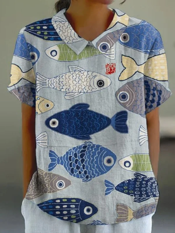 Women's Short Sleeve T-shirt Summer Color1 Geometric Printing Stand Collar Daily Going Out Casual Top