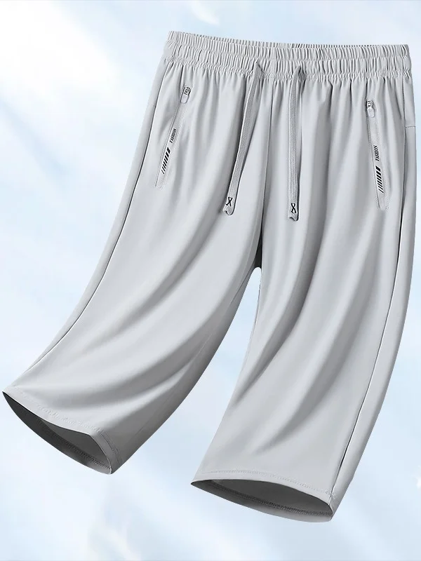 New Summer Couple High Elastic Ice Silk Quick-drying High Quality Sweat-inducing Versatile Loose Anti-ultraviolet Fitness Cropped Pants